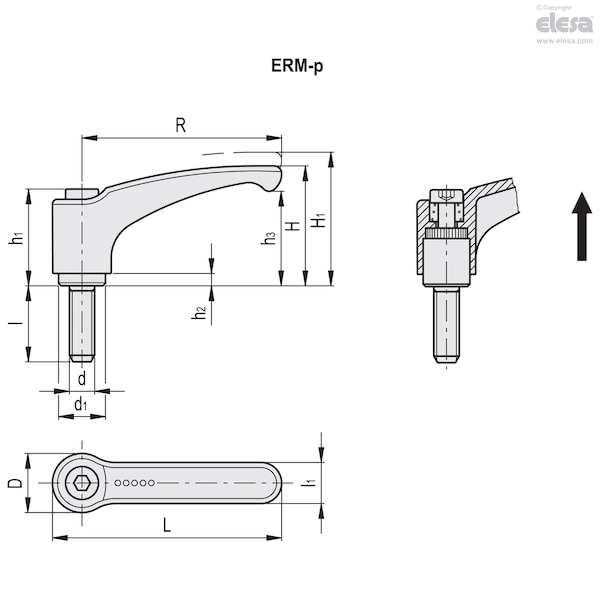 Black-oxide Steel Clamping Element,thread Screw,ERM.63-5/16-18-047-C9